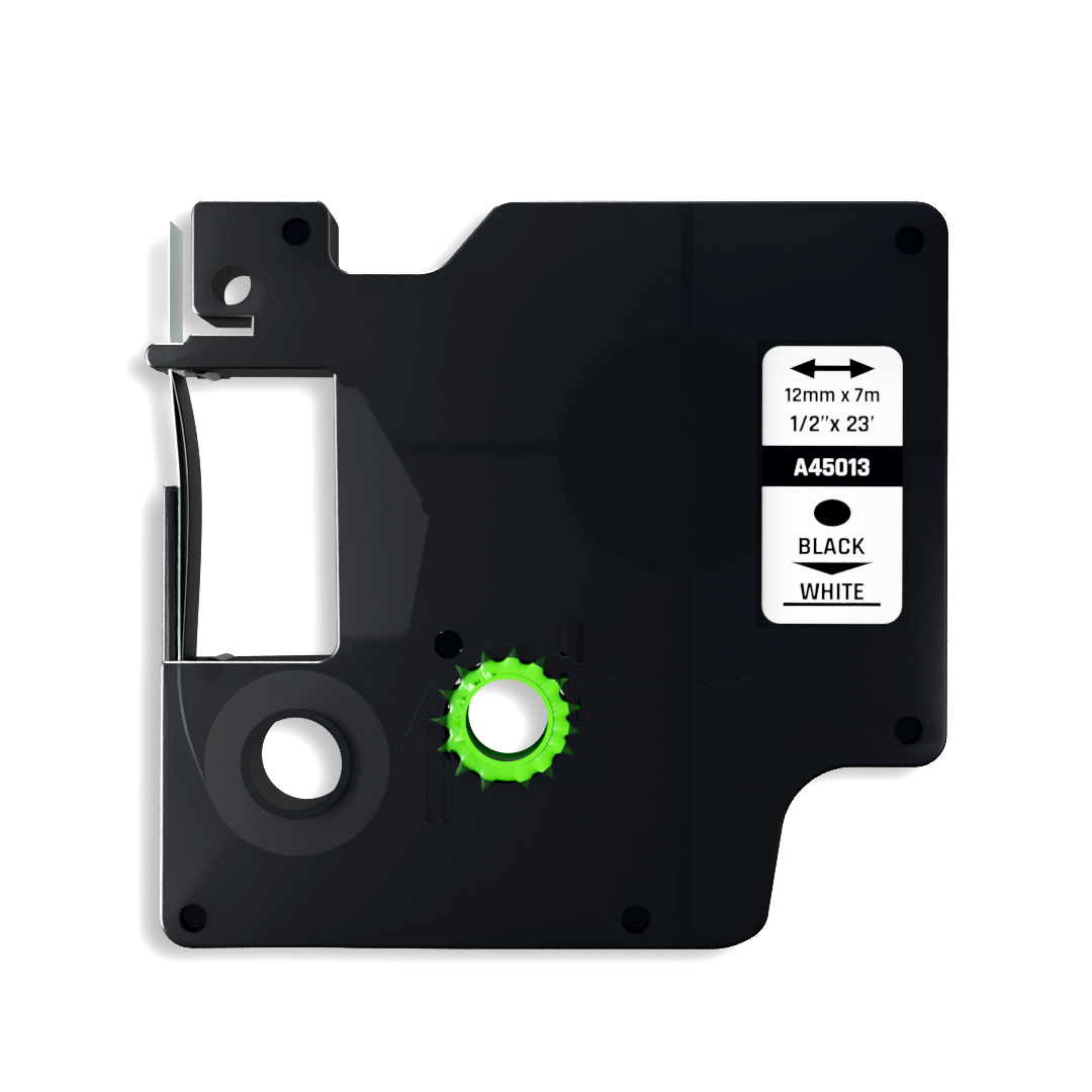 Dymo D1 compatibele 45013 tape - zwart op wit - 12 mm x 7 m-1