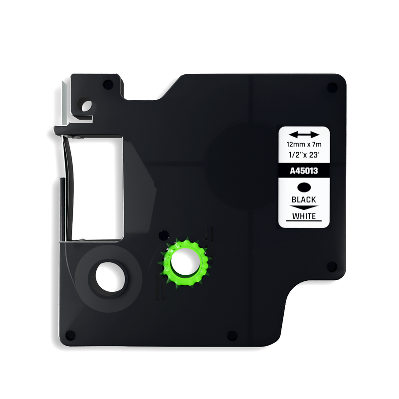 Dymo D1 compatibele 45013 tape - zwart op wit - 12 mm x 7 m-1