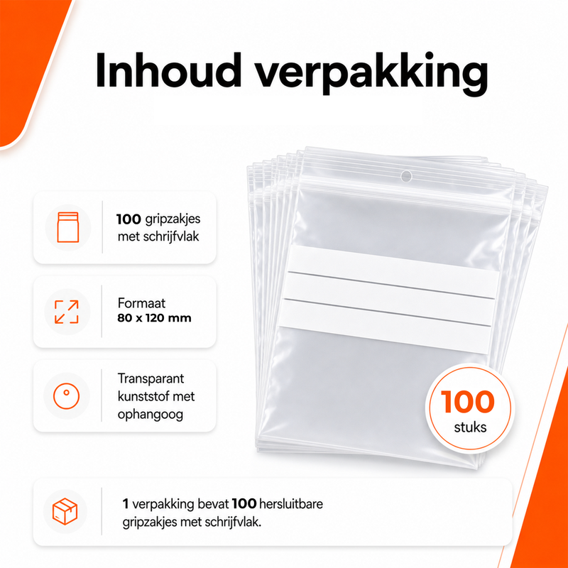 Gripzakjes met schrijfvlak 80 x 120 mm - Transparant - 100 stuks-2