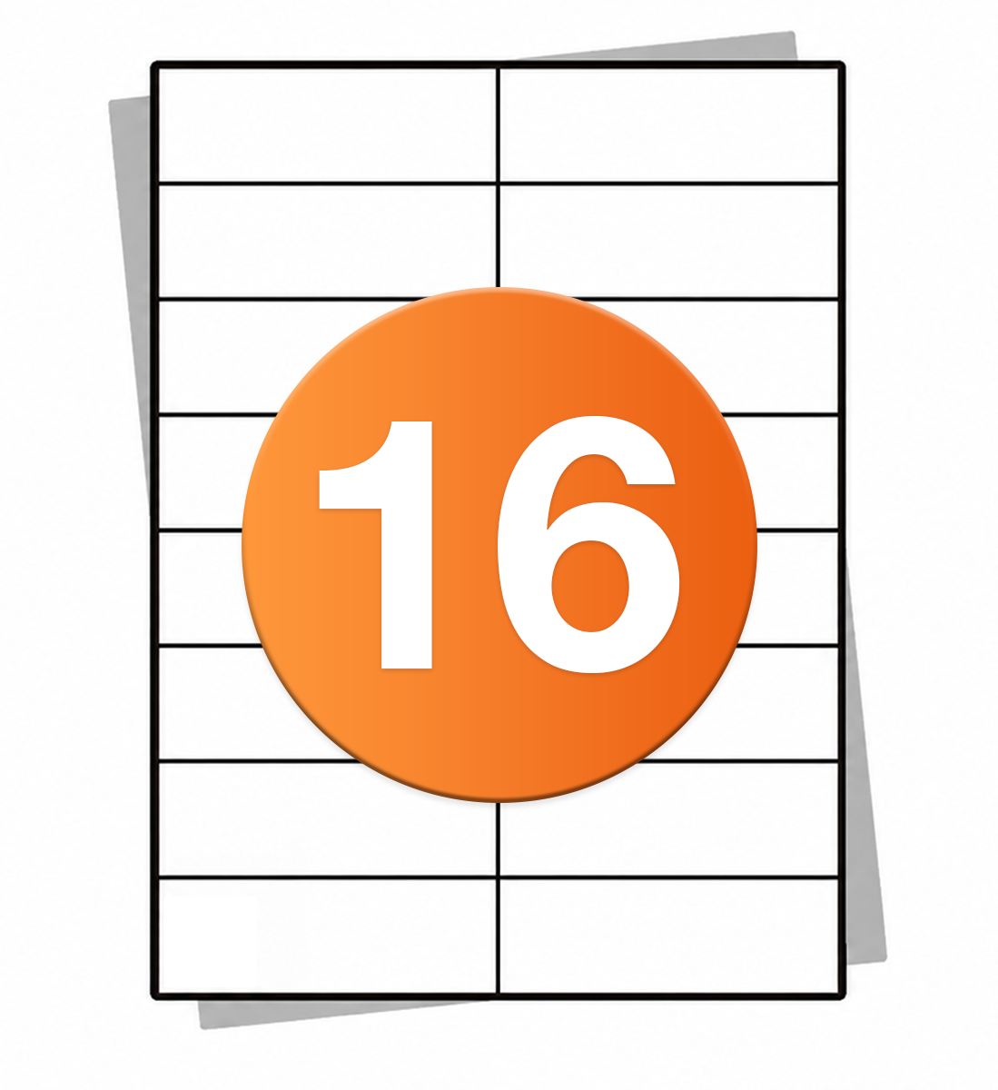 A4 stickervellen - 16 per vel - 105 mm x 37 mm