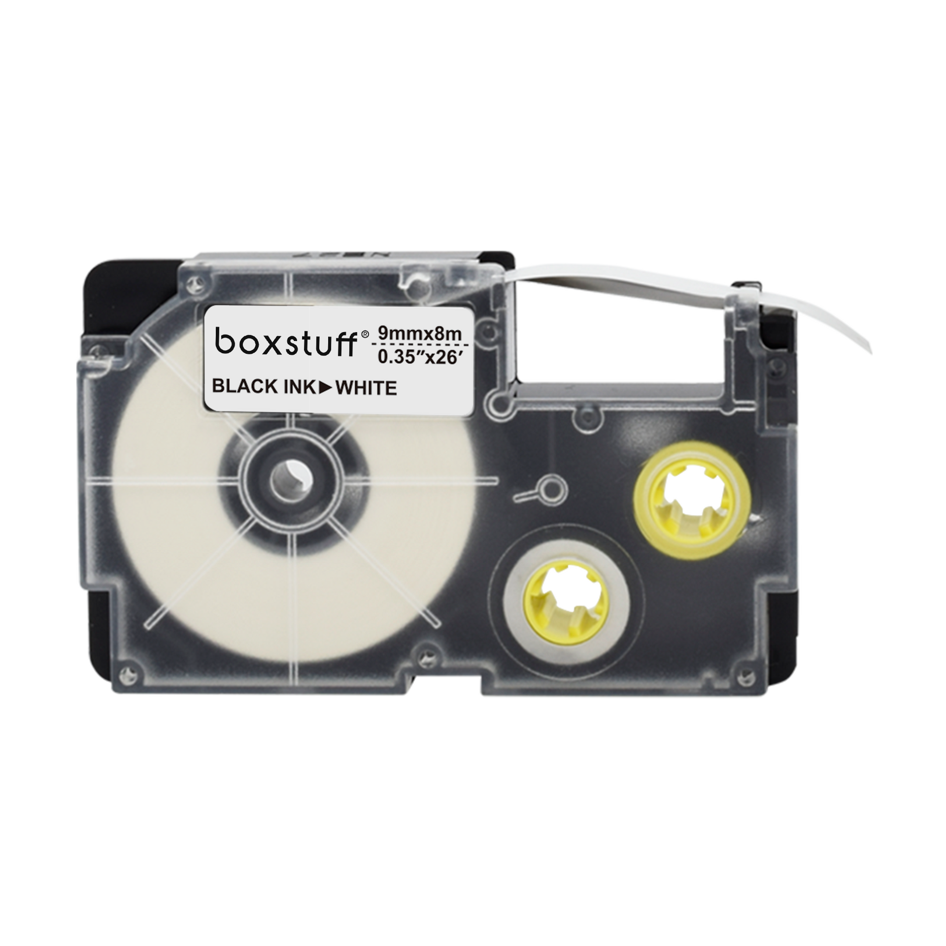 Casio XR-9WE compatibele tape - zwart op wit - 9 mm x 8 m