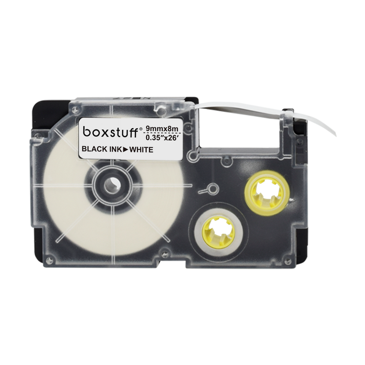 Casio XR-9WE compatibele tape - zwart op wit - 9 mm x 8 m