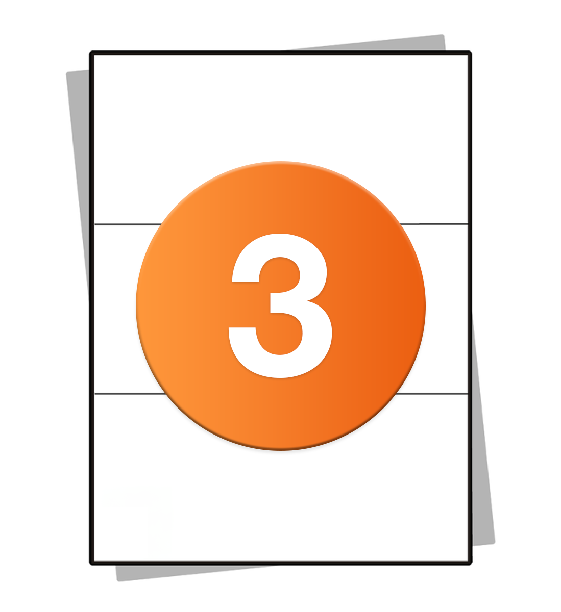 A4 stickervellen - 3 per vel - 210 x 99mm