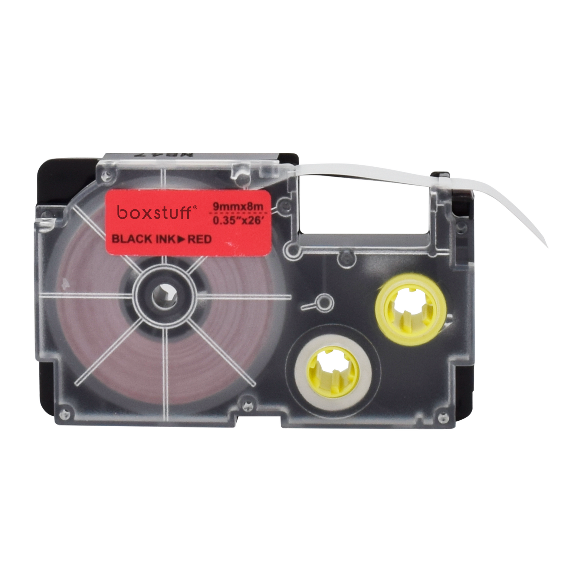 Casio XR-9RD compatibele tape - zwart op rood - 9 mm x 8 m