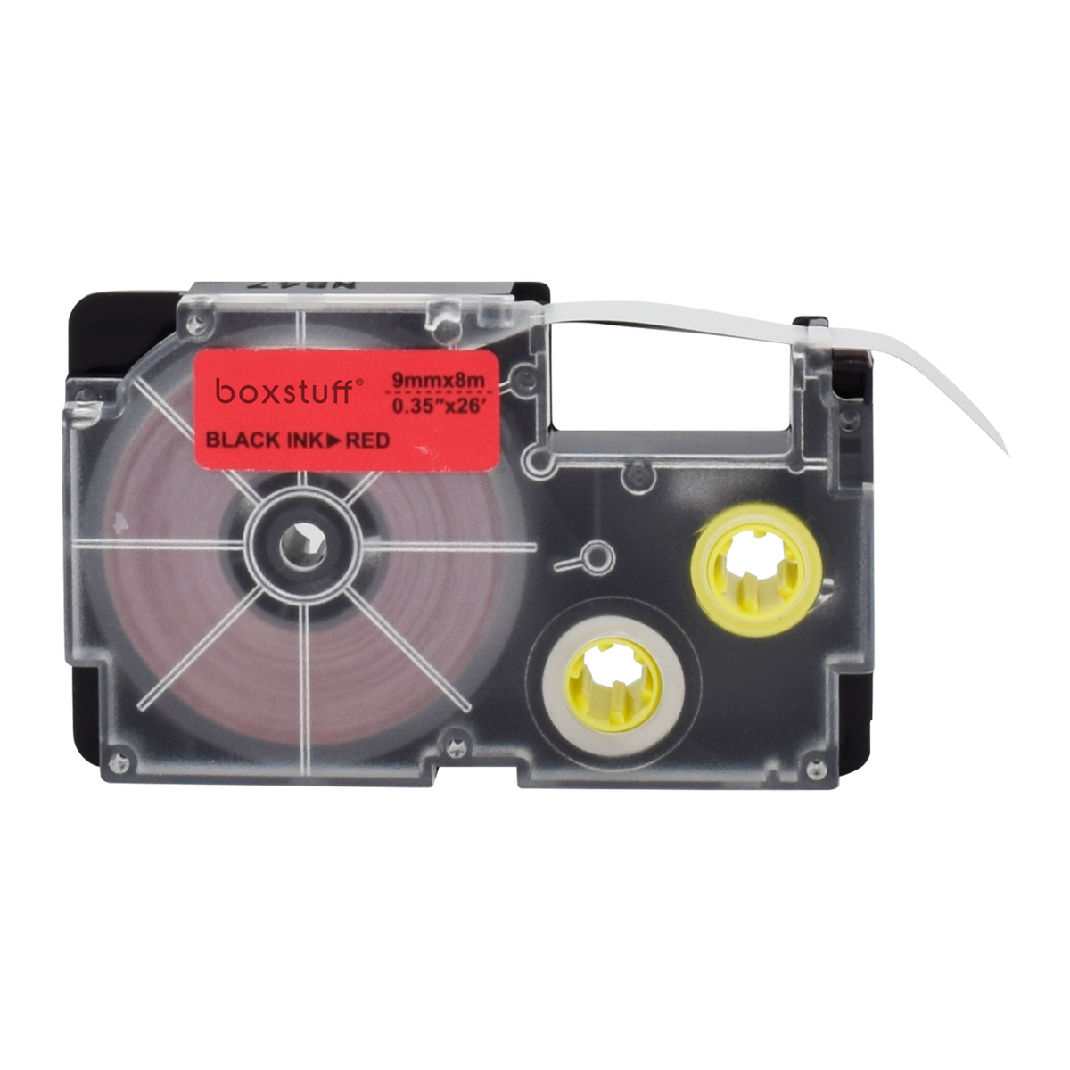 Casio XR-9RD compatibele tape - zwart op rood - 9 mm x 8 m