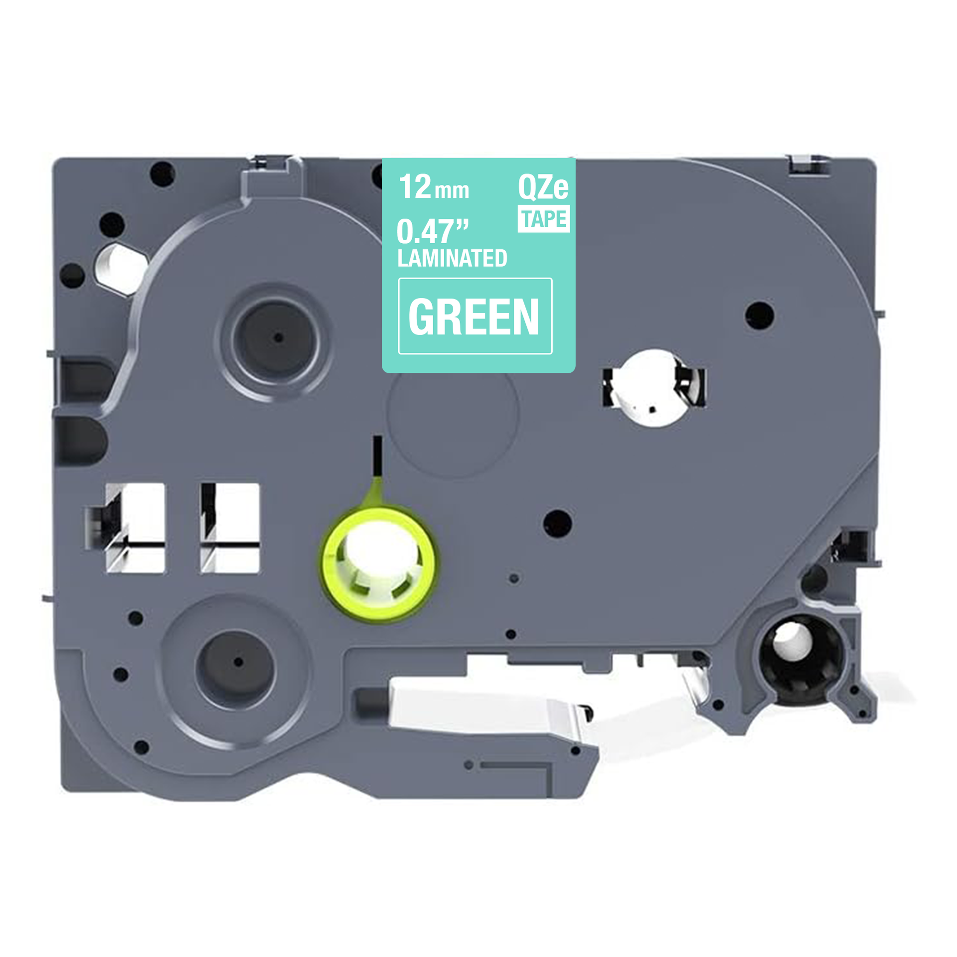 Brother TZE-735 compatibele tape - wit op groen - 12 mm x 8 m