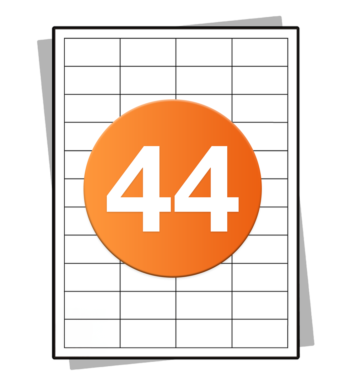 A4 stickervellen - 44 per vel - 48,5 mm x 25,4 mm