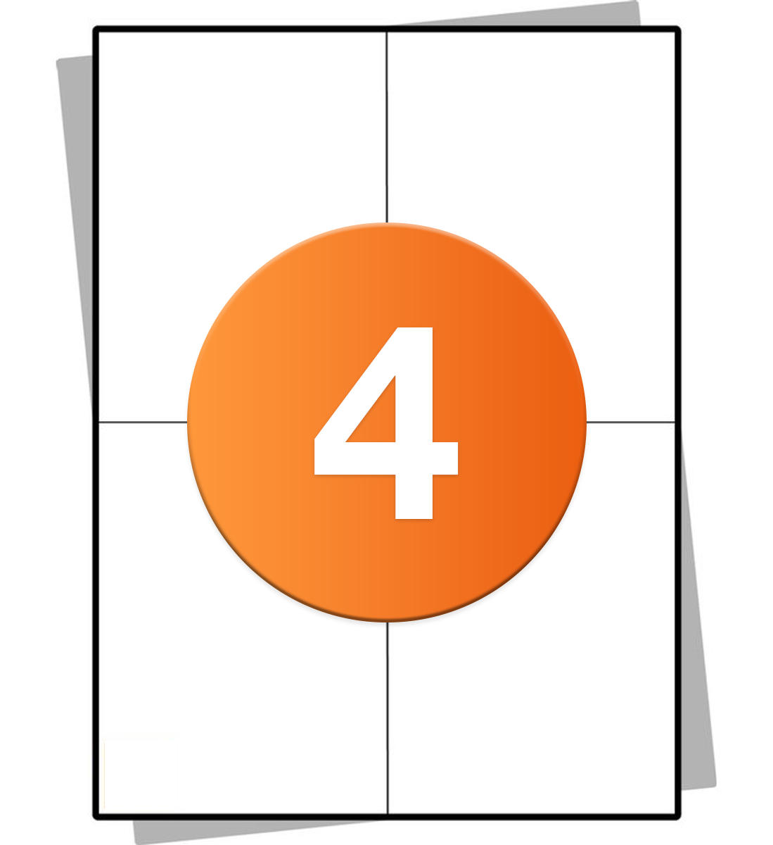 A4 stickervellen - 4 per vel - 105 x 148mm