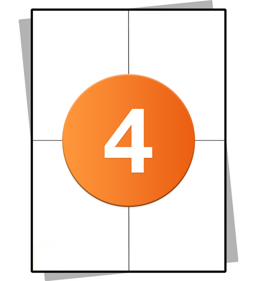 A4 stickervellen - 4 per vel - 105 x 148mm