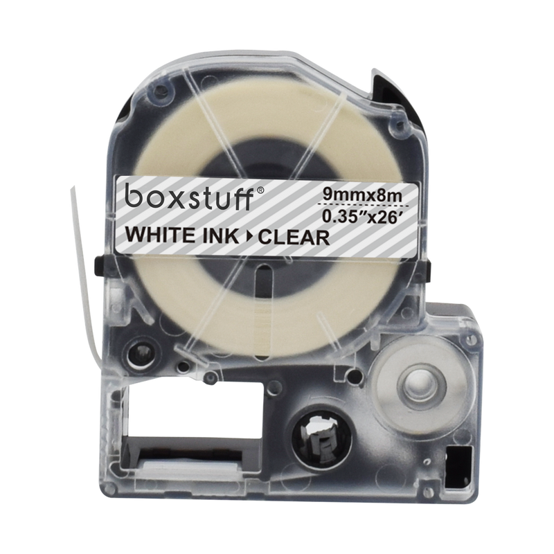 Epson LC-3TWV compatibele tape - wit op transparant - 9 mm x 8 m-1
