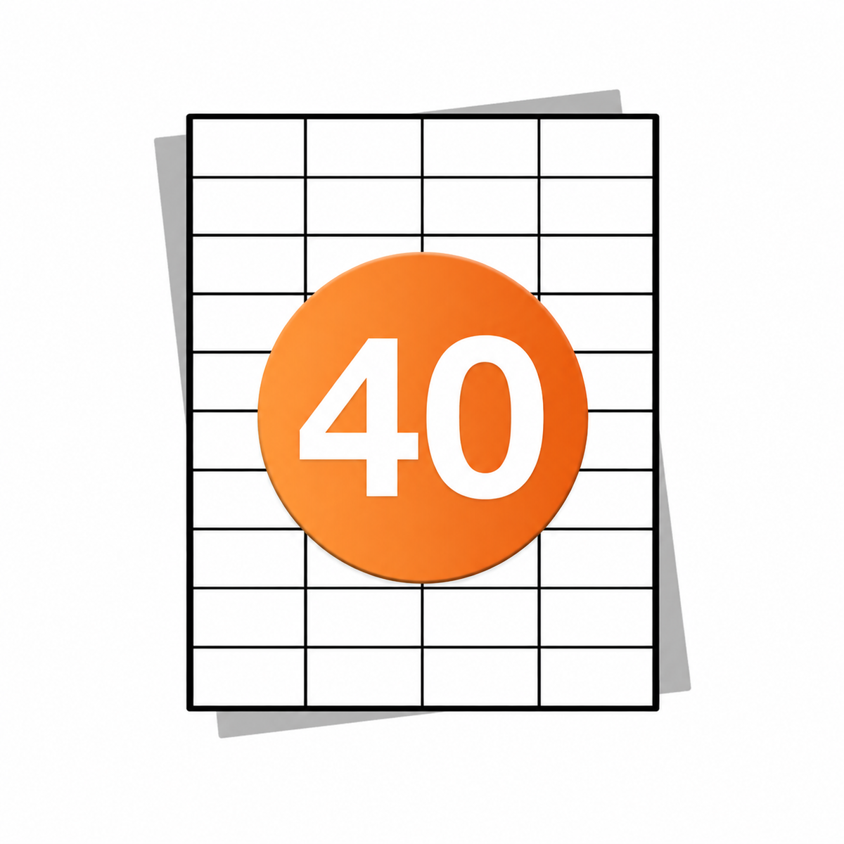 A4 stickervellen - 40 per vel - 52 mm x 30 mm