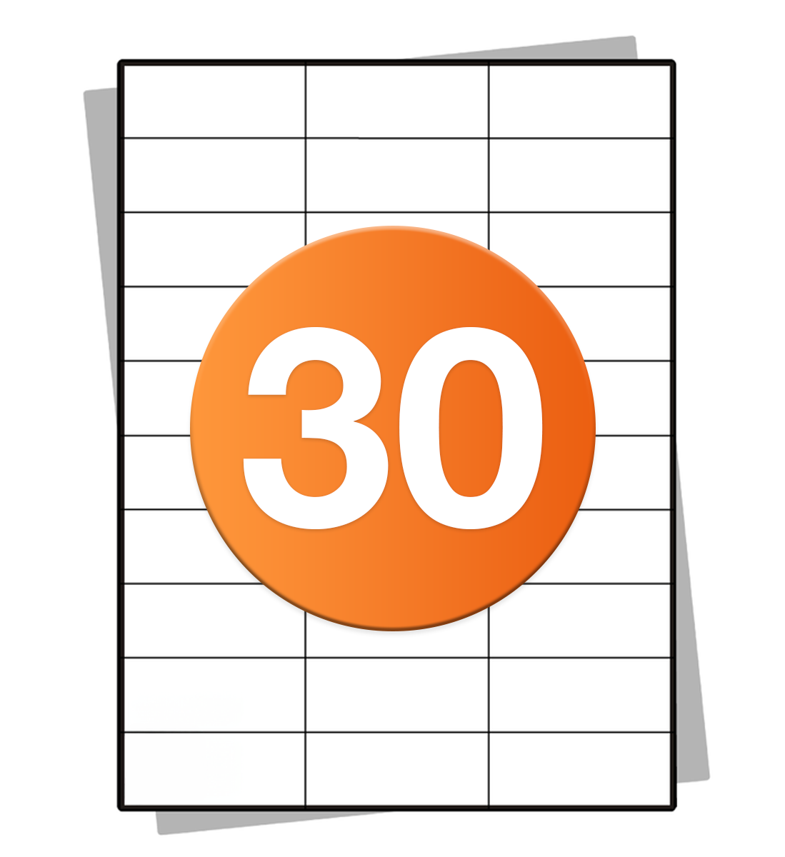 A4 stickervellen - 30 per vel - 70 mm x 29 mm
