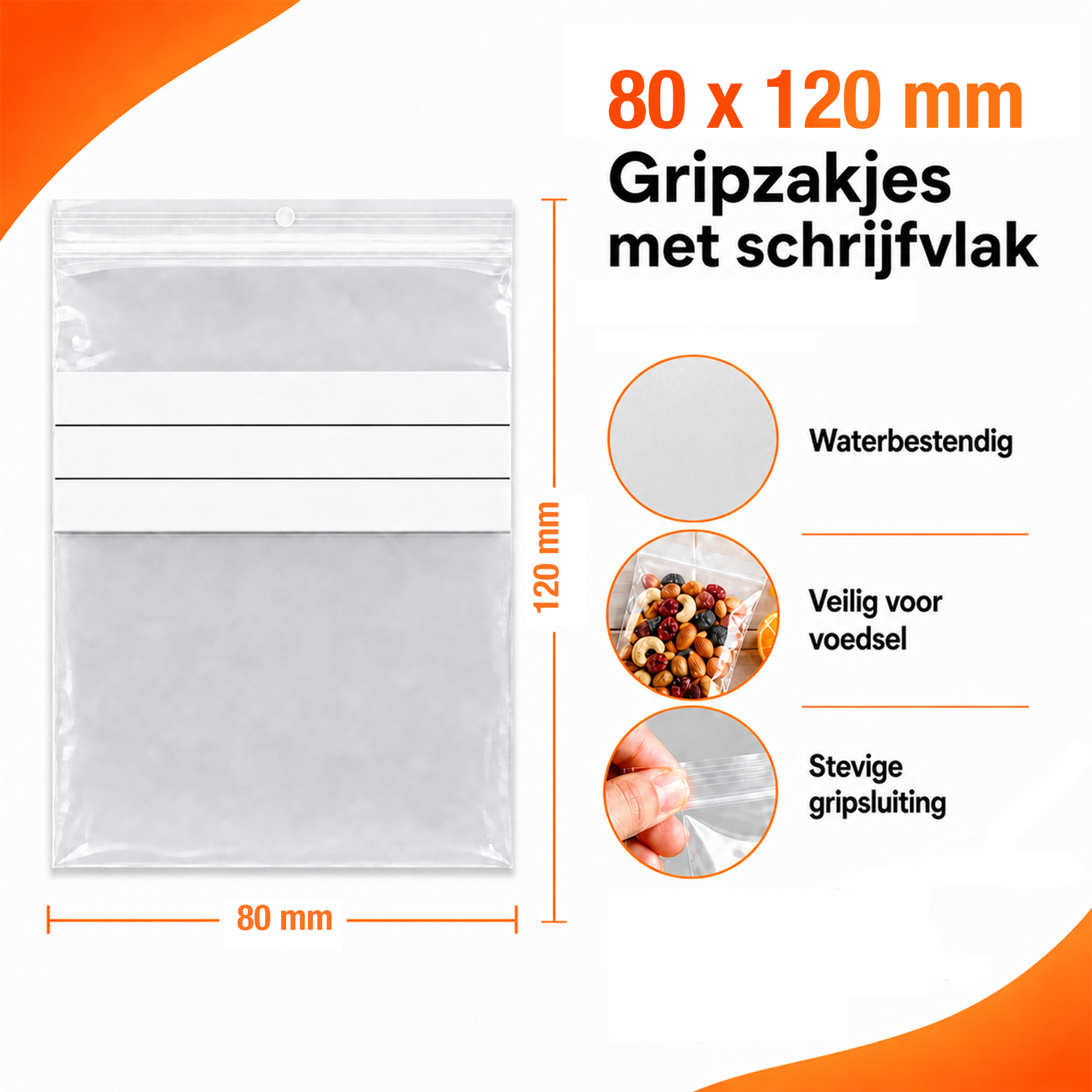 Gripzakjes met schrijfvlak 80 x 120 mm - Transparant - 100 stuks-3