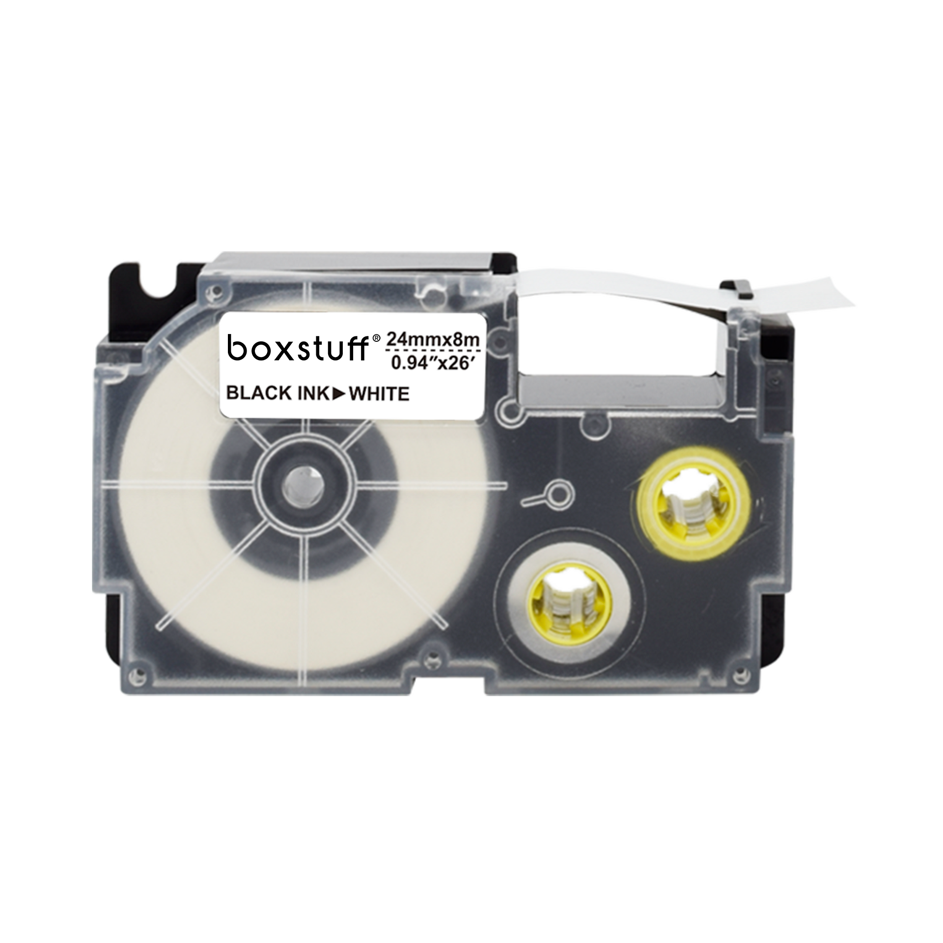 Casio XR-24WE compatibele tape - zwart op wit - 24 mm x 8 m