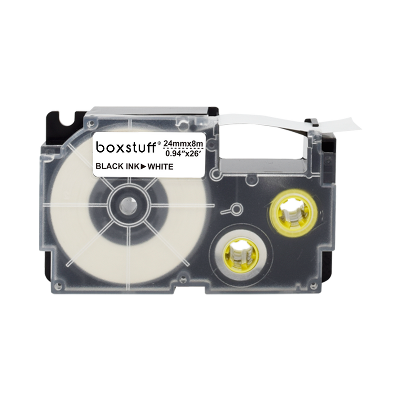 Casio XR-24WE compatibele tape - zwart op wit - 24 mm x 8 m-1