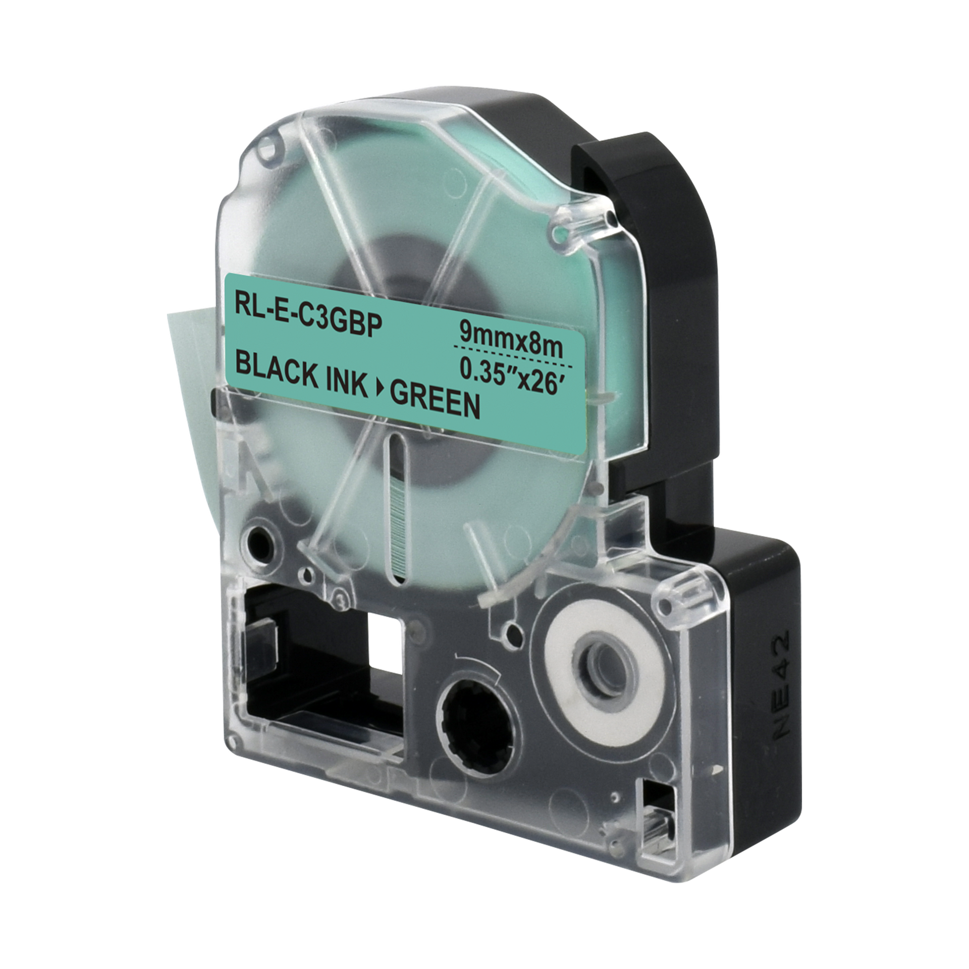 Epson LC-3GBP compatibele tape - zwart op groen - 9mm x 8m