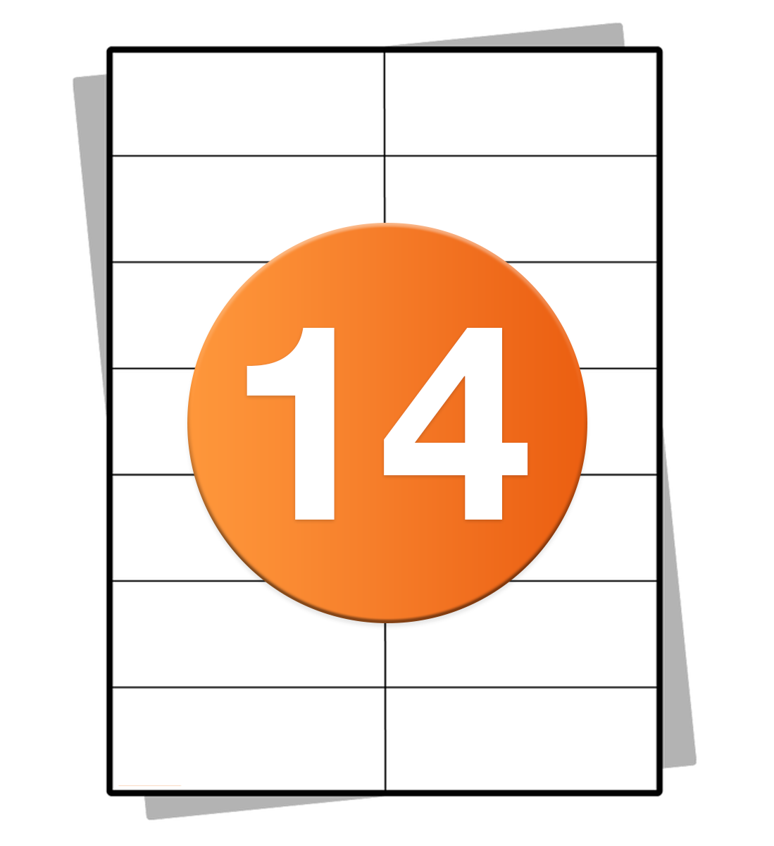 A4 stickervellen - 14 per vel - 105 mm x 42 mm
