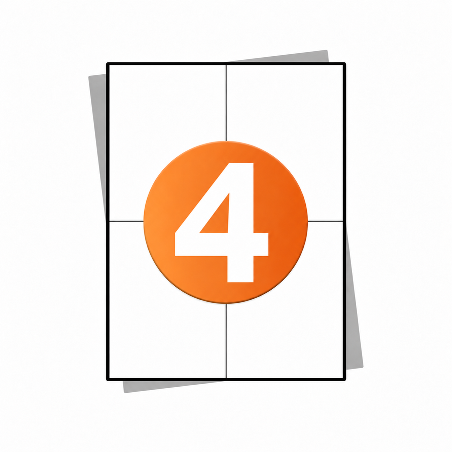 A4 stickervellen - 4 per vel - 105 x 148mm