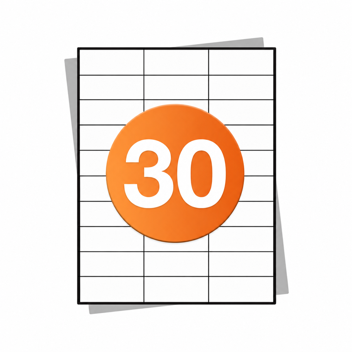 A4 stickervellen - 30 per vel - 70 mm x 29 mm