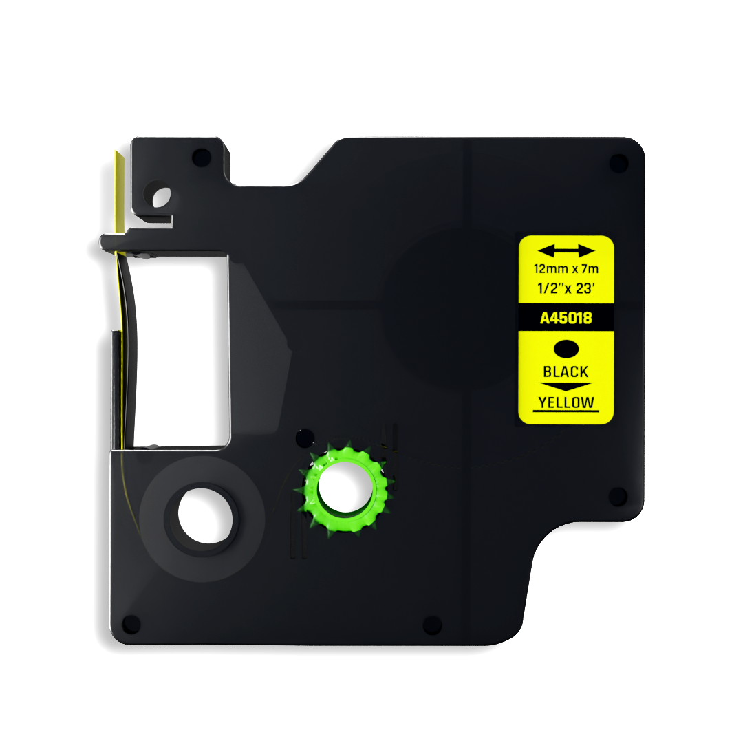 Dymo D1 compatibele 45018 tape - zwart op geel - 12 mm x 7 m-1