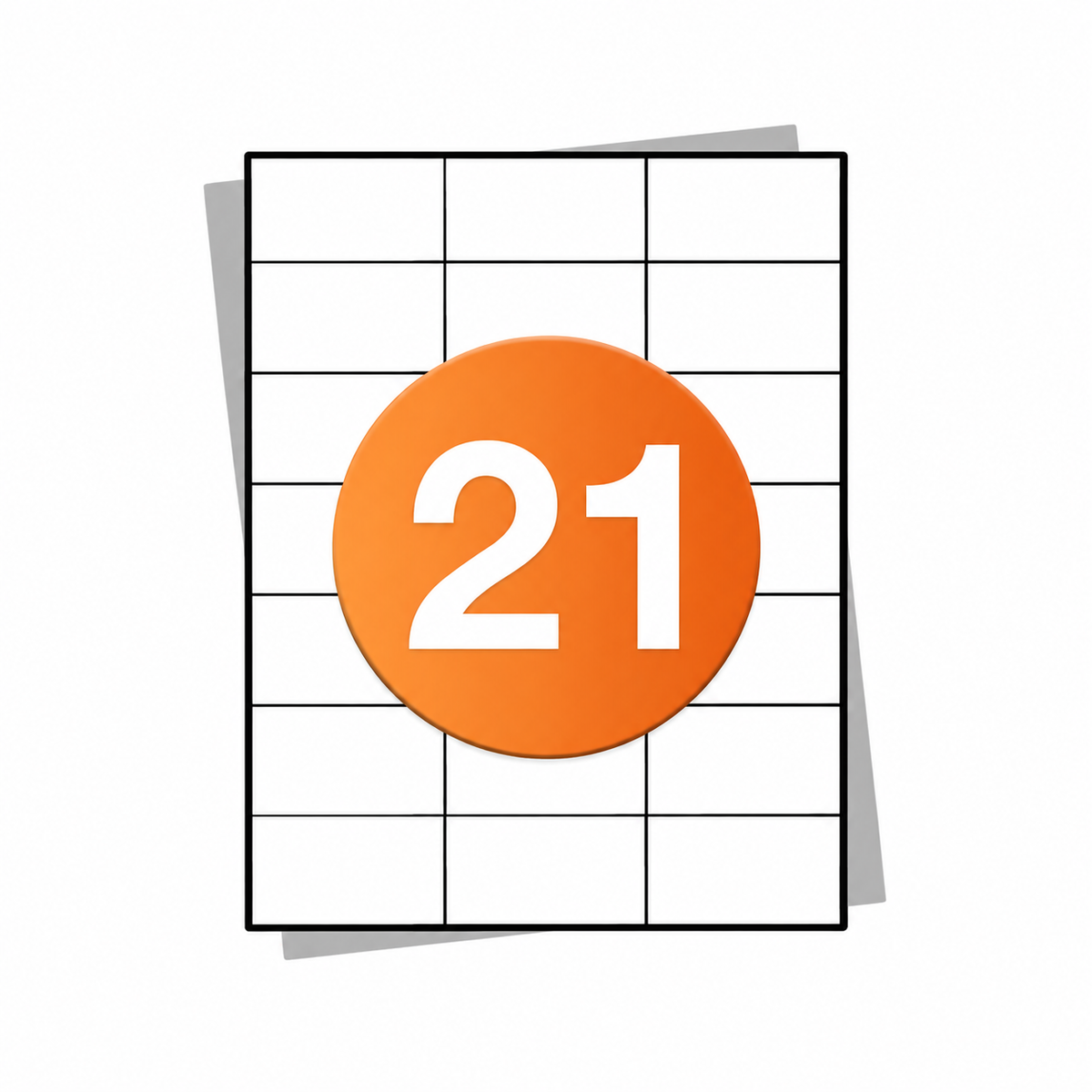 A4 stickervellen - 21 per vel - 70 mm x 42,2 mm