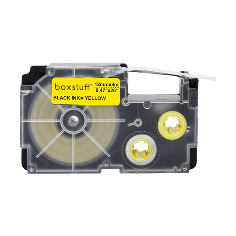 Casio XR-12YW compatibele tape - zwart op geel - 12 mm x 8 m-1
