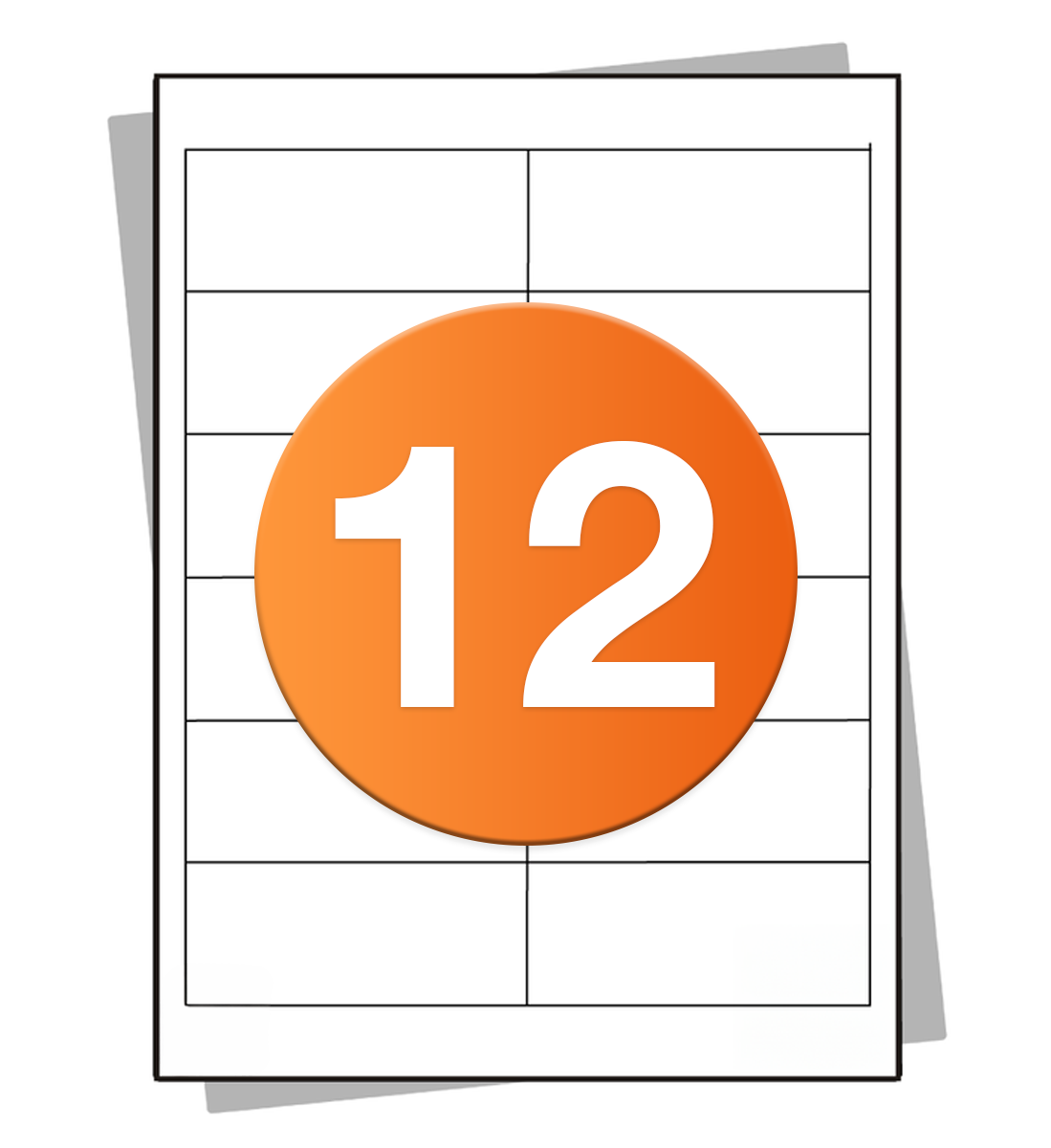 A4 stickervellen - 12 per vel - 105 mm x 49 mm