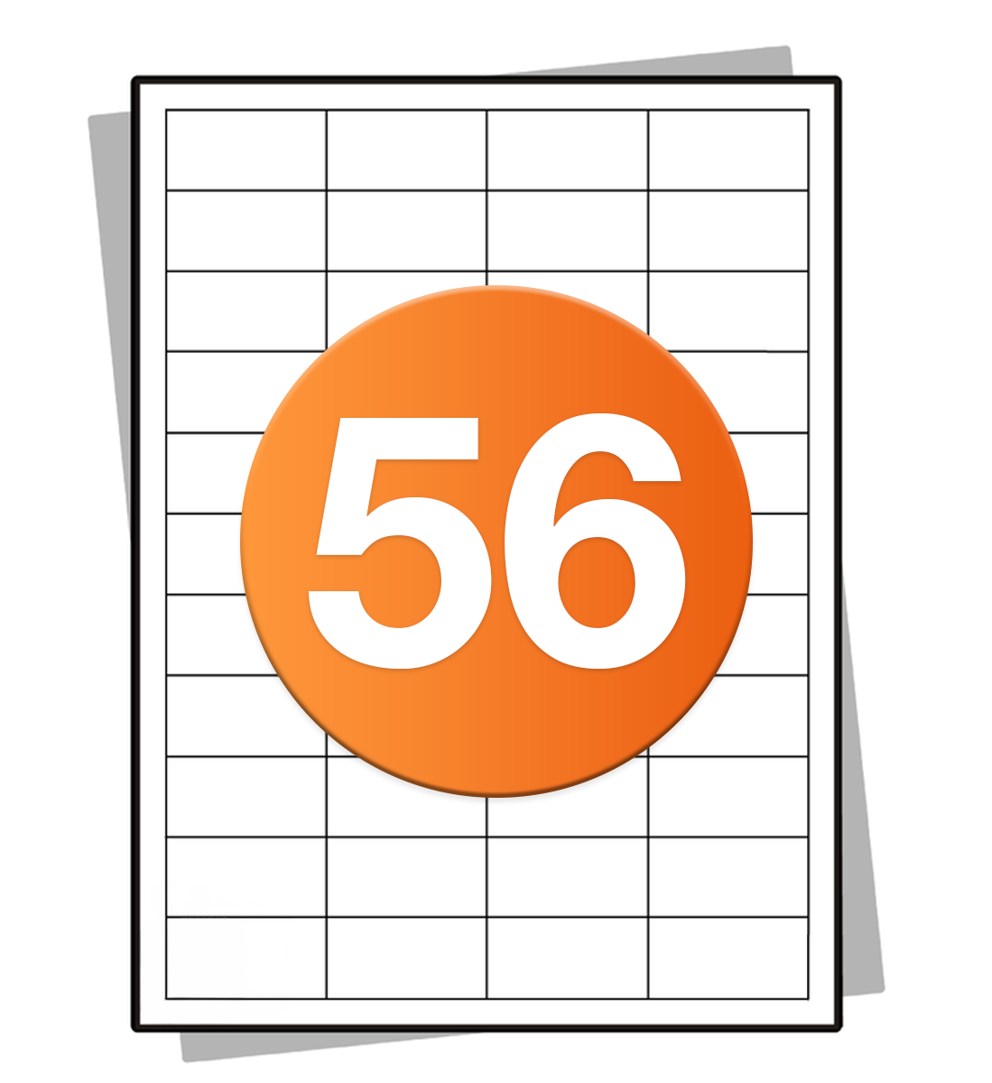 A4 stickervellen - 56 per vel - 52,5 mm x 21,2mm