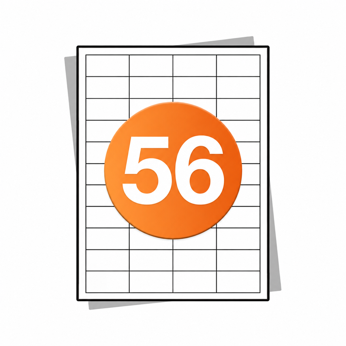 A4 stickervellen - 56 per vel - 52,5 mm x 21,2mm