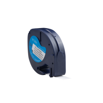 Dymo compatible Letratag 91201 (S0721610) tape, zwart op wit (plastic), 12 mm x 4 m