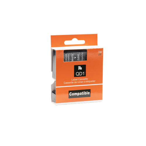 Dymo D1 compatible 45020 (S0720600) tape, wit op transparant, 12 mm x 7 m